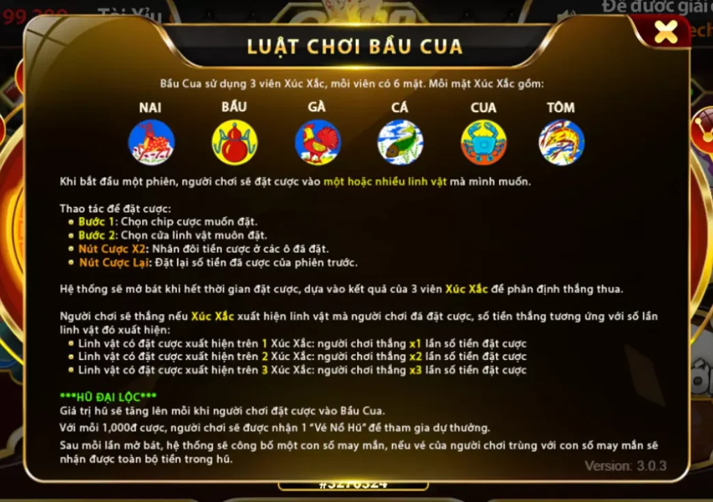 Cách chơi bầu cua mini tại Go88 ios